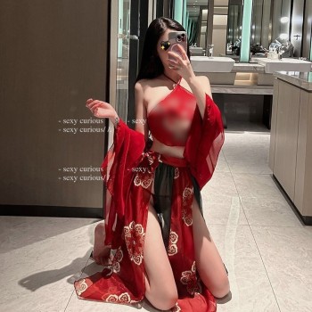 情趣内衣性感汉服大码斤古风纯欲肚兜诱惑激情新款宫廷风古典套装