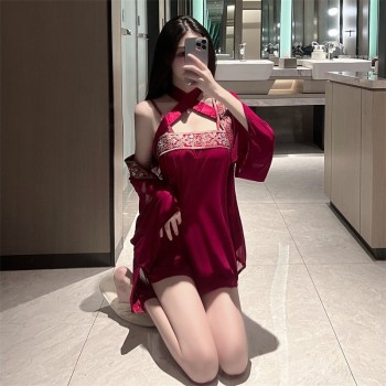 情趣内衣性感汉服大码斤古风纯欲肚兜诱惑激情新款宫廷风古典套装