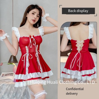 情趣内衣女性感可爱女仆小胸透视火辣调情床上制服诱惑