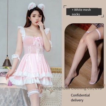 情趣内衣女性感可爱女仆小胸透视火辣调情床上制服诱惑