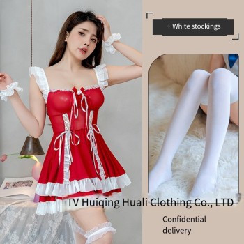 情趣内衣女性感可爱女仆小胸透视火辣调情床上制服诱惑