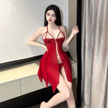 霂恋大码情趣内衣网纱透视性感情趣制服套装钢圈美胸镂空情趣睡裙
