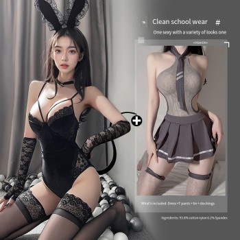 曼烟情趣内衣性感兔女郎诱惑免脱睡衣床上战袍秋冬激情制服套装女