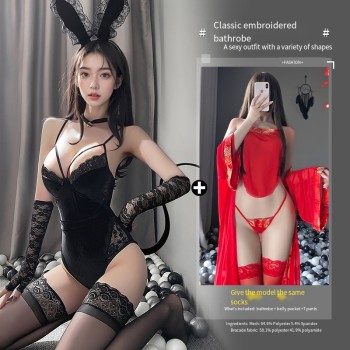 曼烟情趣内衣性感兔女郎诱惑免脱睡衣床上战袍秋冬激情制服套装女