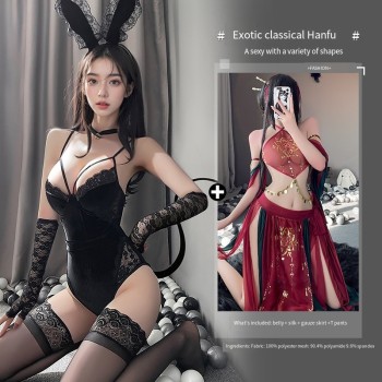 曼烟情趣内衣性感兔女郎诱惑免脱睡衣床上战袍秋冬激情制服套装女