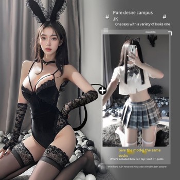 曼烟情趣内衣性感兔女郎诱惑免脱睡衣床上战袍秋冬激情制服套装女