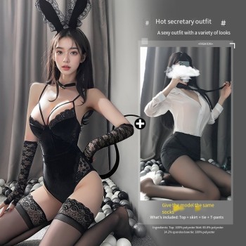 曼烟情趣内衣性感兔女郎诱惑免脱睡衣床上战袍秋冬激情制服套装女