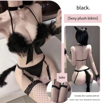 猫咪情趣内衣睡衣可爱女仆制服诱惑qqny角色扮演三点激情套装用品