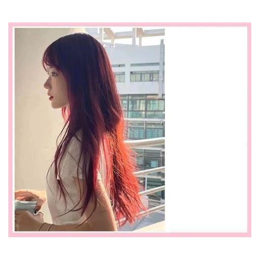科尼假发红色整顶假发女长直发齐刘海自然夏日女士头套高温丝假发