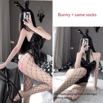 林林婷跨境情趣内衣性感激情兔女郎漆皮套装挑逗连体制服诱惑骚