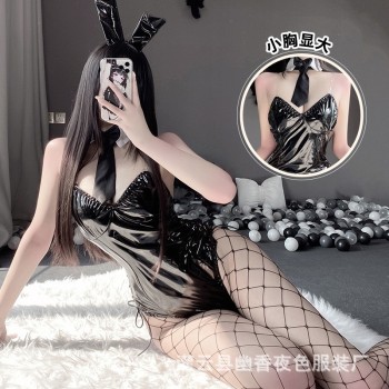 林林婷跨境情趣内衣性感激情兔女郎漆皮套装挑逗连体制服诱惑骚