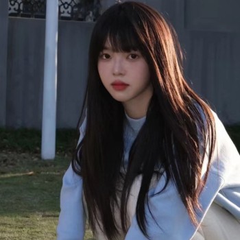 科尼假发红色整顶假发女长直发齐刘海自然夏日女士头套高温丝假发