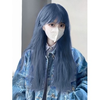 科尼假发红色整顶假发女长直发齐刘海自然夏日女士头套高温丝假发