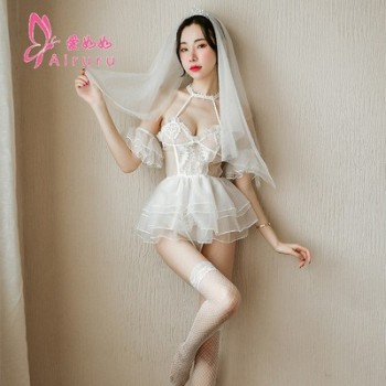 爱如如性感透明浪漫新娘婚纱情趣内衣制服诱惑激情睡衣睡裙套装组
