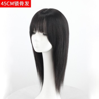 厂家批发波波头真发全头套前蕾丝假发女长发锁骨发化疗光头假发套