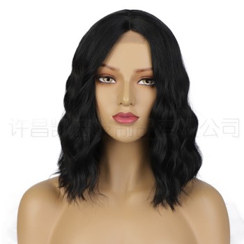 许昌假发 欧美假发渐变色短卷发蕾丝假发女hair wigs化纤假发头套