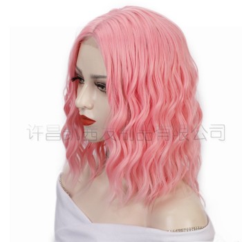 许昌假发 欧美假发渐变色短卷发蕾丝假发女hair wigs化纤假发头套