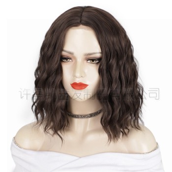 许昌假发 欧美假发渐变色短卷发蕾丝假发女hair wigs化纤假发头套