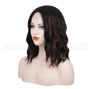 许昌假发 欧美假发渐变色短卷发蕾丝假发女hair wigs化纤假发头套