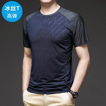 2024夏季男装速干衣男士户外运动健身新款短袖圆领T恤男潮冰丝t恤