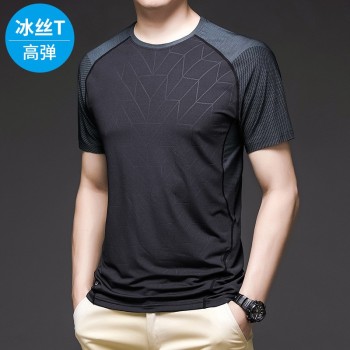 2024夏季男装速干衣男士户外运动健身新款短袖圆领T恤男潮冰丝t恤