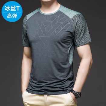 2024夏季男装速干衣男士户外运动健身新款短袖圆领T恤男潮冰丝t恤