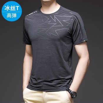 2024夏季男装速干衣男士户外运动健身新款短袖圆领T恤男潮冰丝t恤