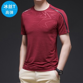 2024夏季男装速干衣男士户外运动健身新款短袖圆领T恤男潮冰丝t恤