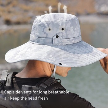 夏季渔夫帽男遮阳帽户外登山钓鱼帽防紫外线大檐防水防晒太阳帽子