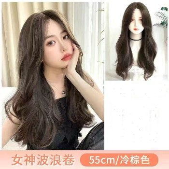 假发女长发自然全头套中分蓬松八字刘海长卷发仿真人发假发套