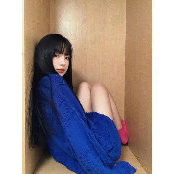 齐刘海网红纯欲风黑长直发自然假发女全头套白金色假发长直发芭比