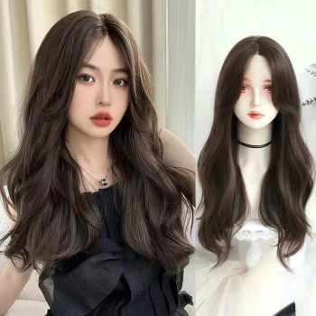假发女长发自然全头套中分蓬松八字刘海长卷发仿真人发假发套