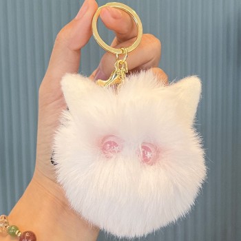 可爱猫咪毛球钥匙扣卡通汽车挂饰挂件毛绒小礼品百搭包包挂件批发