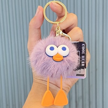 可爱猫咪毛球钥匙扣卡通汽车挂饰挂件毛绒小礼品百搭包包挂件批发