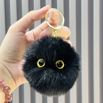 可爱猫咪毛球钥匙扣卡通汽车挂饰挂件毛绒小礼品百搭包包挂件批发