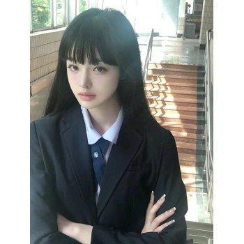 齐刘海网红纯欲风黑长直发自然假发女全头套白金色假发长直发芭比