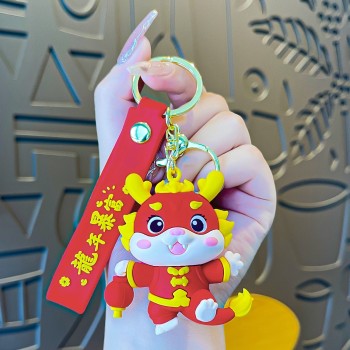新款龙年钥匙扣国潮风生肖挂件可爱情侣公仔汽车钥匙链新年小礼物