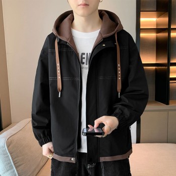 假两件外套男士春秋季连帽百搭男装休闲上衣秋冬青年男款衣服夹克