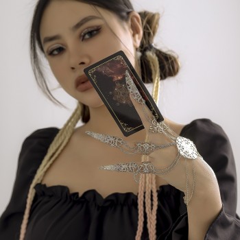 欧美跨境饰品 哥特风万圣节链条连指手链 个性锥形流苏指甲手背链