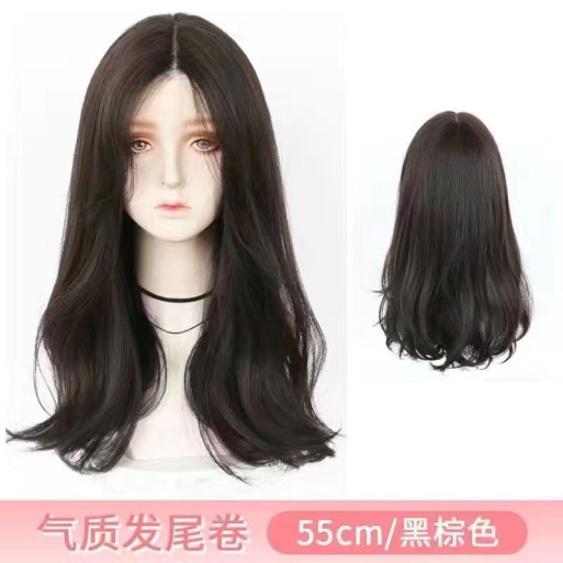 假发女长发自然全头套中分蓬松八字刘海长卷发仿真人发假发套
