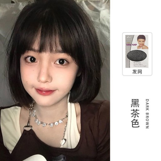 短发假发女新款波波头全头套式自然仿真夏季透气短直发整顶假发套
