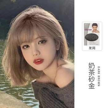 短发假发女新款波波头全头套式自然仿真夏季透气短直发整顶假发套